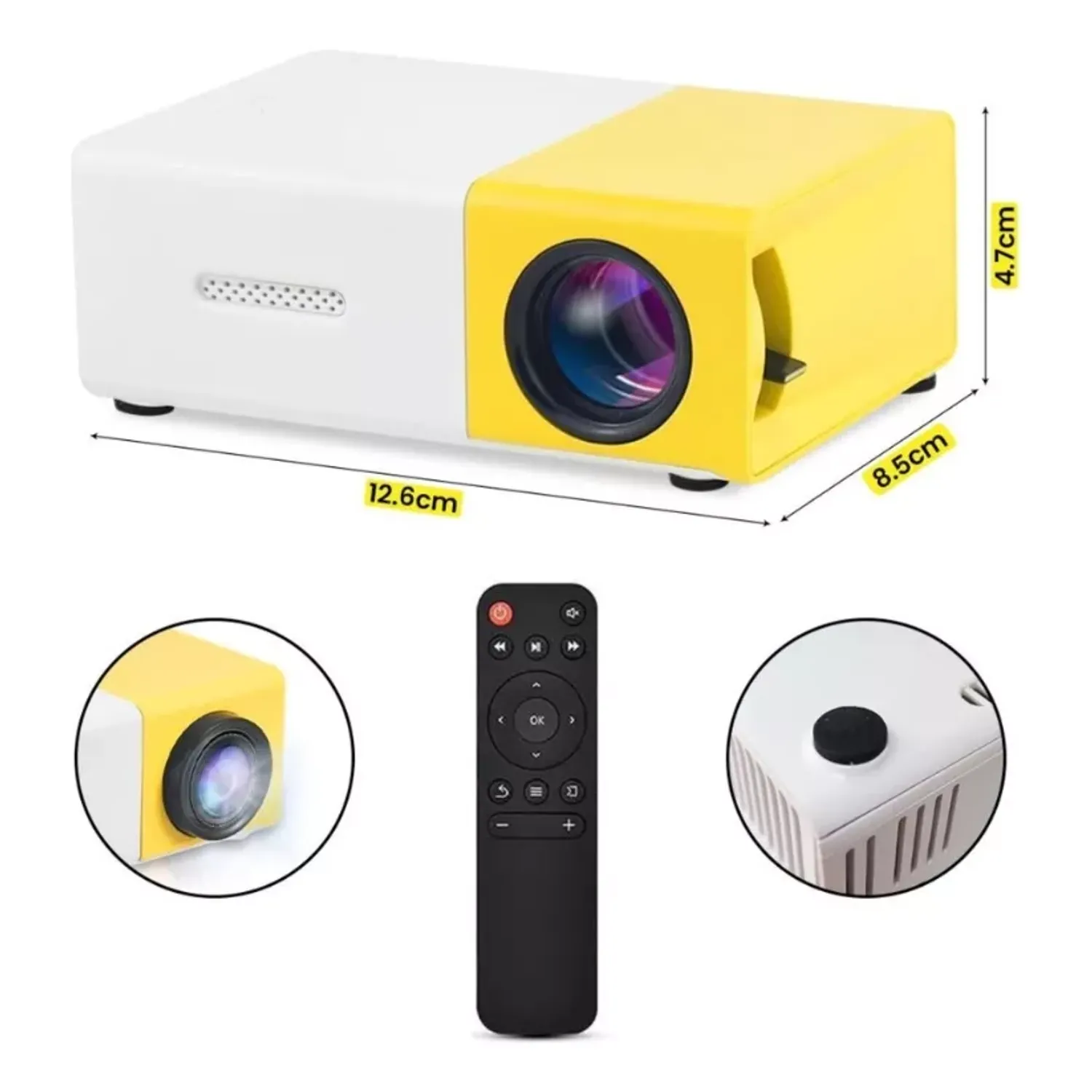 Proyector portatil multimedia led FHD + control remoto miniatura 4